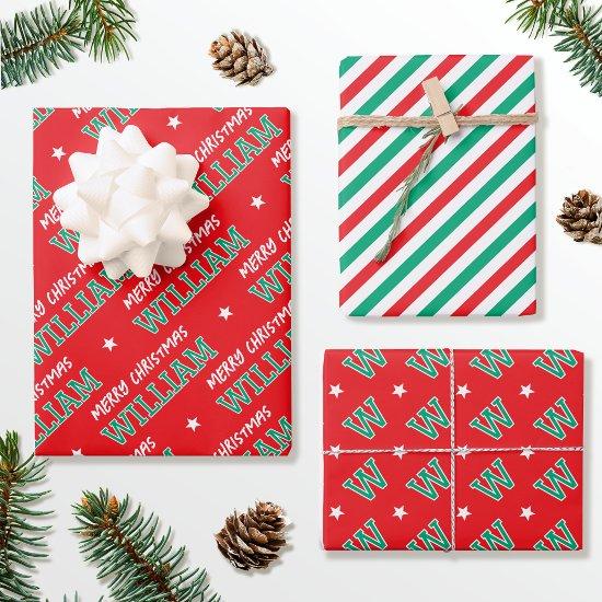 Merry Christmas Custom Name Monogram Red Green  Sheets