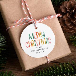 Merry Christmas cute fun colorful gift Favor Tags