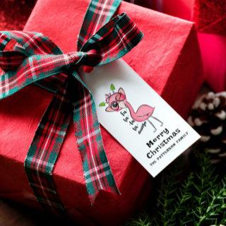 Merry Christmas Cute Pink Girly Flamingo Modern Gift Tags
