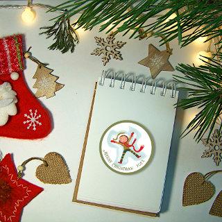 Merry Christmas Cute Snow Angel Classic Round Sticker