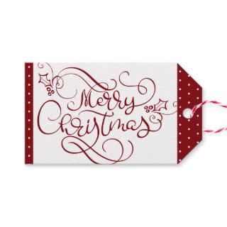 Merry Christmas Fancy Script Your Color TO FROM Gift Tags