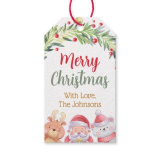 Merry Christmas Favor Tags, Holiday Santa Reindeer Gift Tags