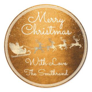 Merry Christmas From Santa Reindeer Sleight Honey Classic Round Sticker