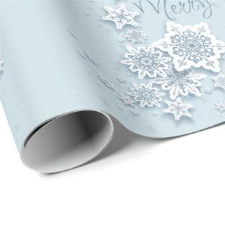 Merry Christmas Frosty Blue Snowflakes