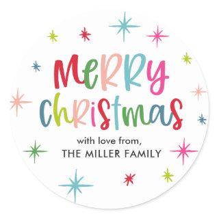 Merry Christmas Fun And Festive Colorful Holiday Classic Round Sticker