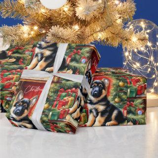 Merry Christmas German Shepherd Puppy