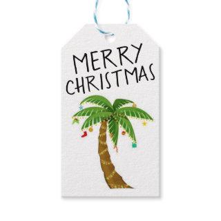 Merry Christmas Gift Tag Palm Tree