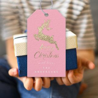 Merry Christmas Gift To Script Gold Gray Pink Past Gift Tags