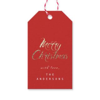 Merry Christmas Gift To Script Gold Lux Red Gift Tags