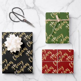 Merry Christmas gold script black green red  Sheets