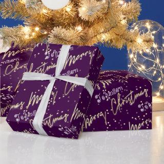 Merry Christmas Golden Script From Name Purple