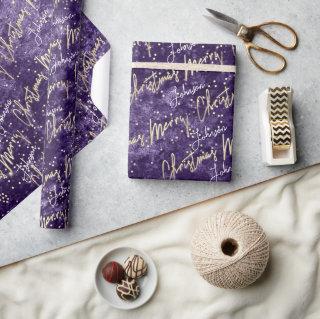 Merry Christmas Golden Script From Name Purple