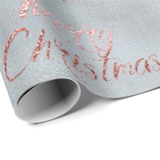 Merry Christmas Gray Blue Pink Burlap Line Cottage