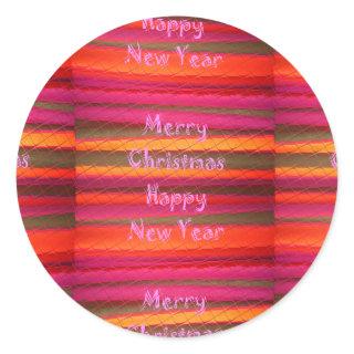 Merry Christmas Happy New Year Canvas Color Design Classic Round Sticker
