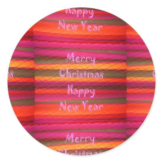 Merry Christmas Happy New Year Canvas Color Design Classic Round Sticker