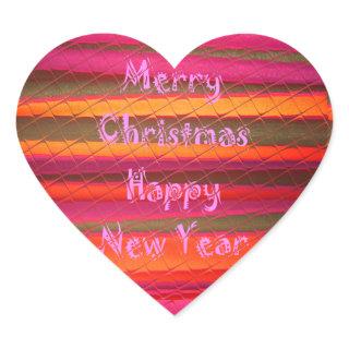Merry Christmas Happy New Year Canvas Color Design Heart Sticker