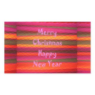Merry Christmas Happy New Year Canvas Color Design Rectangular Sticker