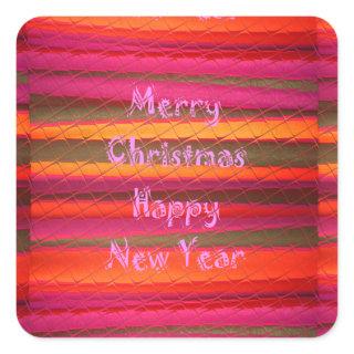 Merry Christmas Happy New Year Canvas Color Design Square Sticker