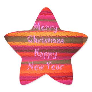 Merry Christmas Happy New Year Canvas Color Design Star Sticker