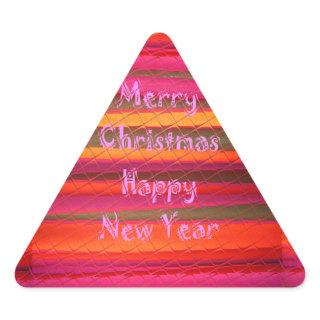 Merry Christmas Happy New Year Canvas Color Design Triangle Sticker
