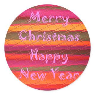 Merry Christmas Happy New Year Color Design Classic Round Sticker
