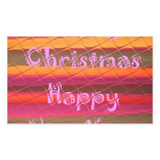 Merry Christmas Happy New Year Color Design Rectangular Sticker