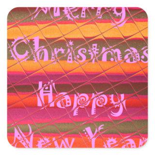 Merry Christmas Happy New Year Color Design Square Sticker