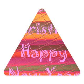 Merry Christmas Happy New Year Color Design Triangle Sticker