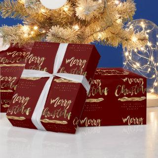Merry Christmas Happy New Year Elegant Gold Red