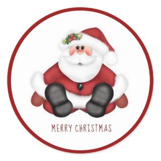 Merry Christmas Jolly Santa Claus Classic Round Sticker