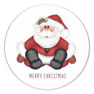 Merry Christmas Jolly Santa Claus Classic Round Sticker