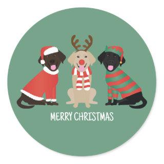 Merry Christmas Labrador Retriever Dogs Classic Round Sticker