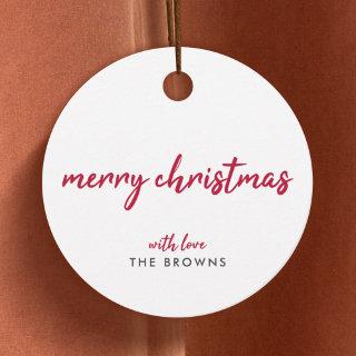 Merry Christmas | Modern Minimalist Red Typography Favor Tags