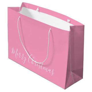 Merry Christmas, or DIY Message, White & Pink Large Gift Bag