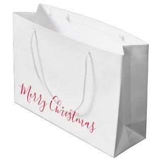 Merry Christmas, or DIY Message, White & Red Large Gift Bag