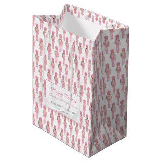 Merry Christmas Pastel Pink Nutcracker Holidays Medium Gift Bag