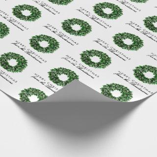 Merry Christmas Personalized Watercolor Wreath