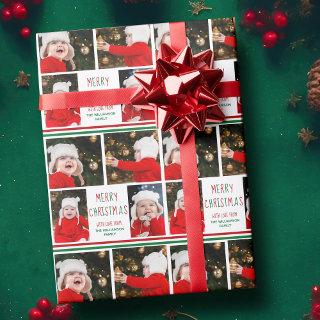 Merry Christmas Photo Collage Beautiful Red Green