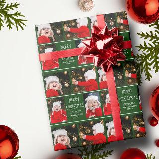 Merry Christmas Photo Collage Personalized Green