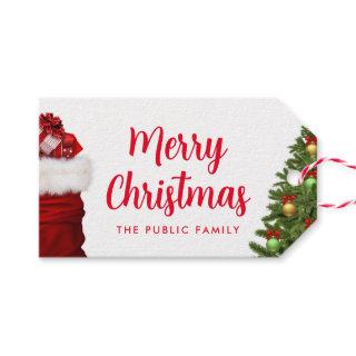 Merry Christmas Pine Tree Customizable Script Text Gift Tags