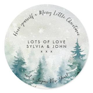 Merry christmas pine trees holiday stickers