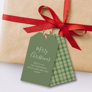 Merry Christmas Red Green Classic Plaid Holiday Gift Tags