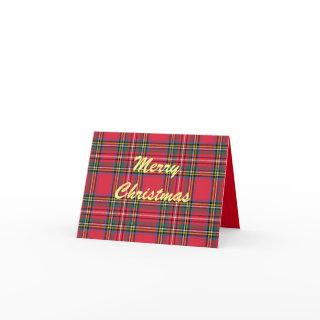 Merry Christmas Red Plaid Folded Greeting Card
