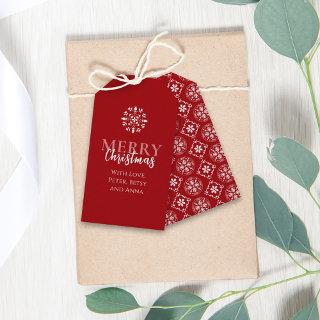 Merry Christmas Red Snowflake Custom Gift Tags