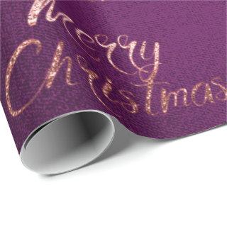 Merry Christmas Rose Gold Glitter Purple Cottage