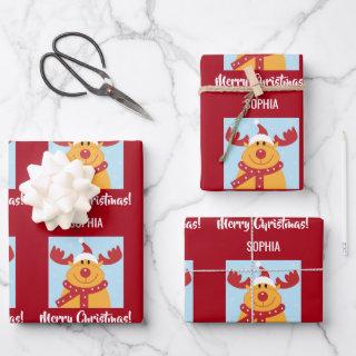 Merry Christmas Rudolph Reindeer Personalize Name  Sheets