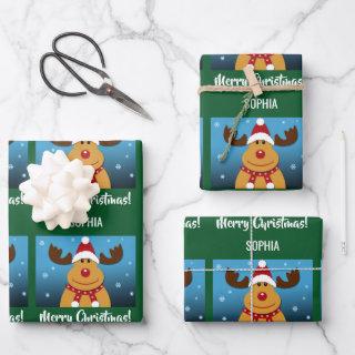 Merry Christmas Rudolph Reindeer Personalized Name  Sheets