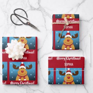 Merry Christmas Rudolph Reindeer Personalized Name  Sheets