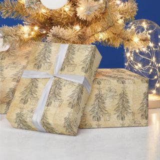 Merry Christmas Rustic Paper Pine Trees