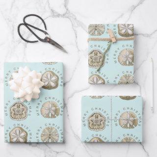 Merry Christmas Sand Dollar Turquoise Pattern  Sheets